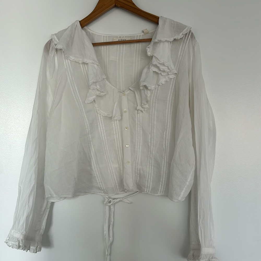 White DÔEN Blouse, Size M